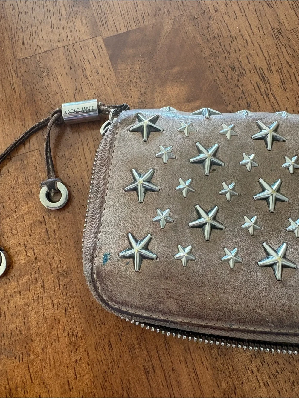 Jimmy choo Studded Star Zip Wallet - tan brown